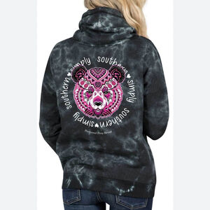 Simply Southern Tie Dye Mock Turtleneck Black and Pink Hoodie Size Small